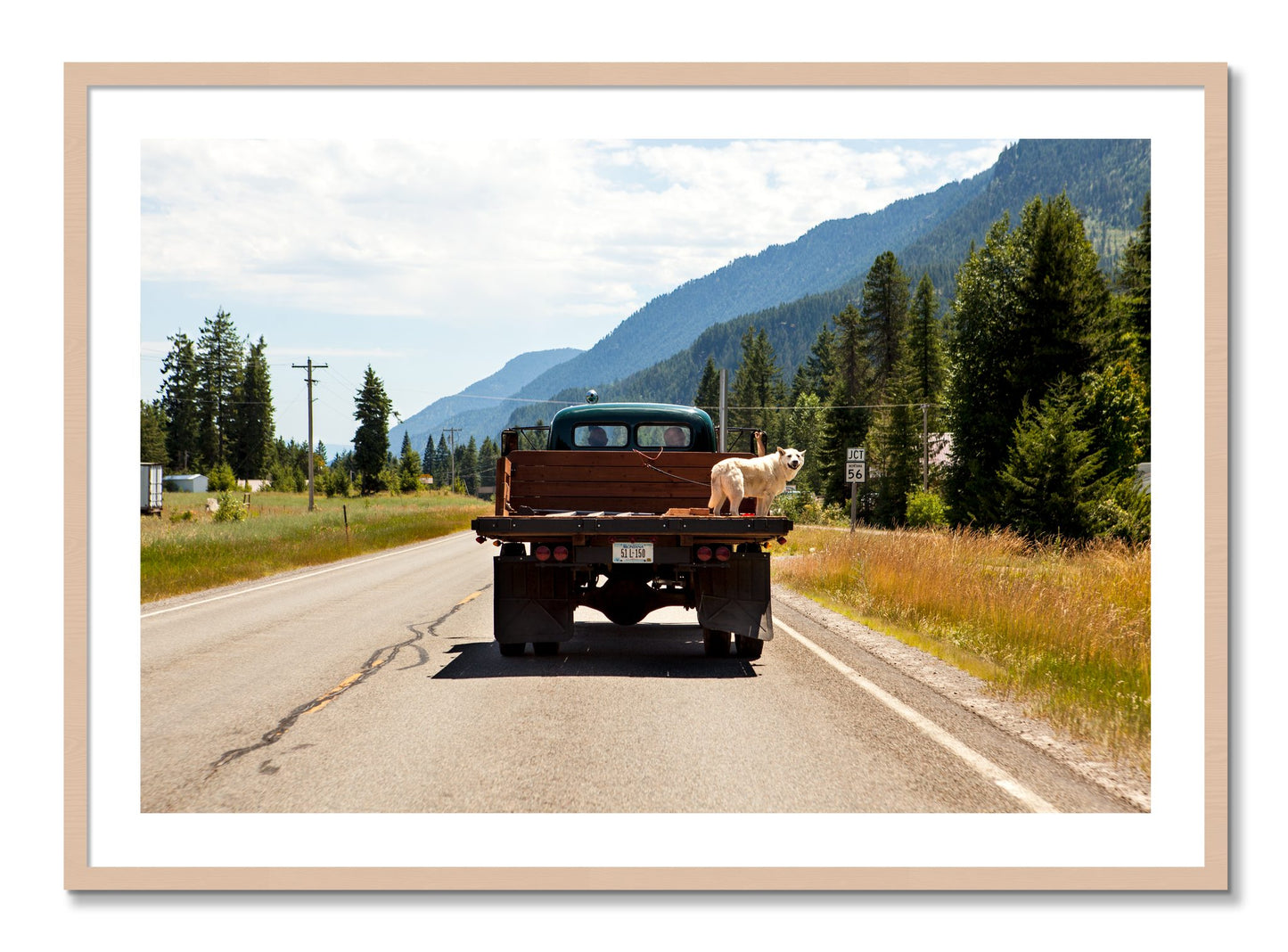 Framed photograph of Heading To Town by Dylan Ozanich, Maple frame, Borders