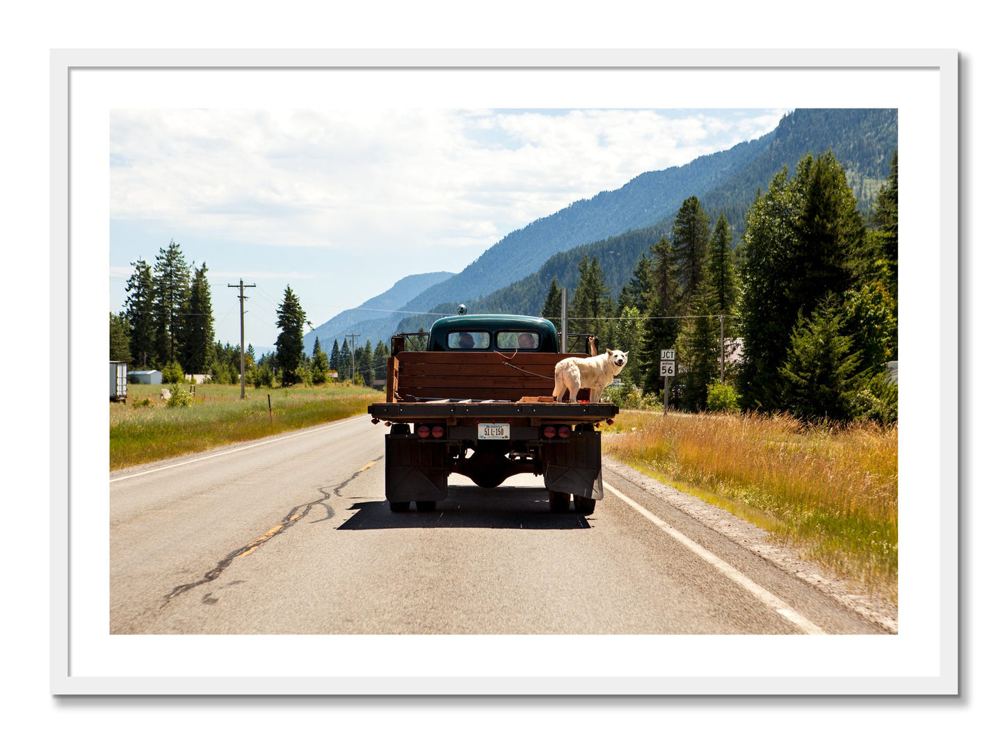 Framed photograph of Heading To Town by Dylan Ozanich, White frame, Borders