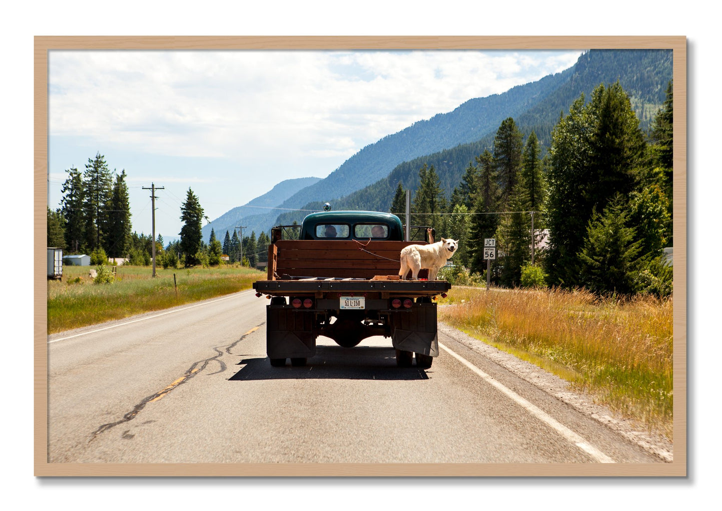 Framed photograph of Heading To Town by Dylan Ozanich, Oak frame, Full Bleed
