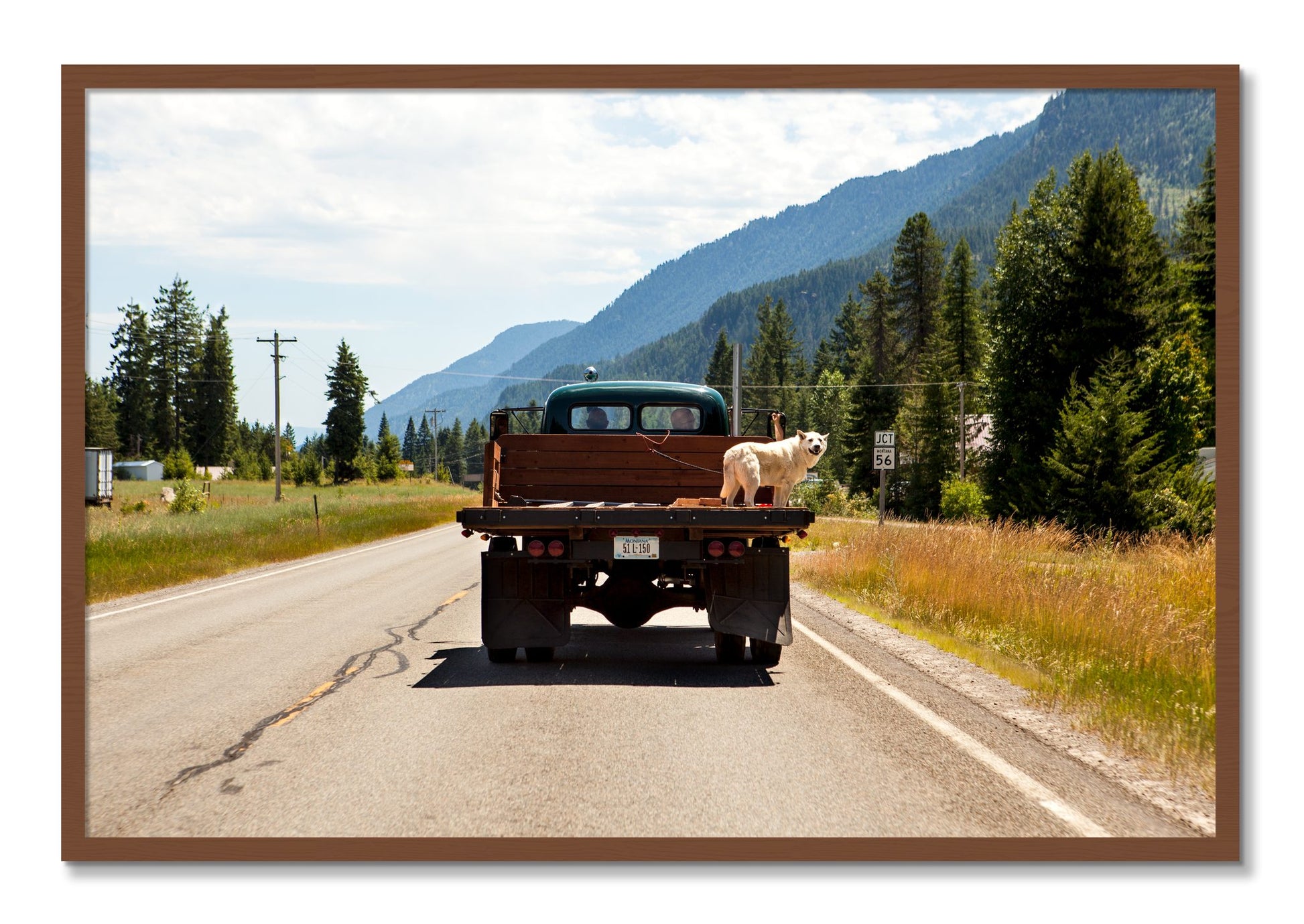 Framed photograph of Heading To Town by Dylan Ozanich, Walnut frame, Full Bleed
