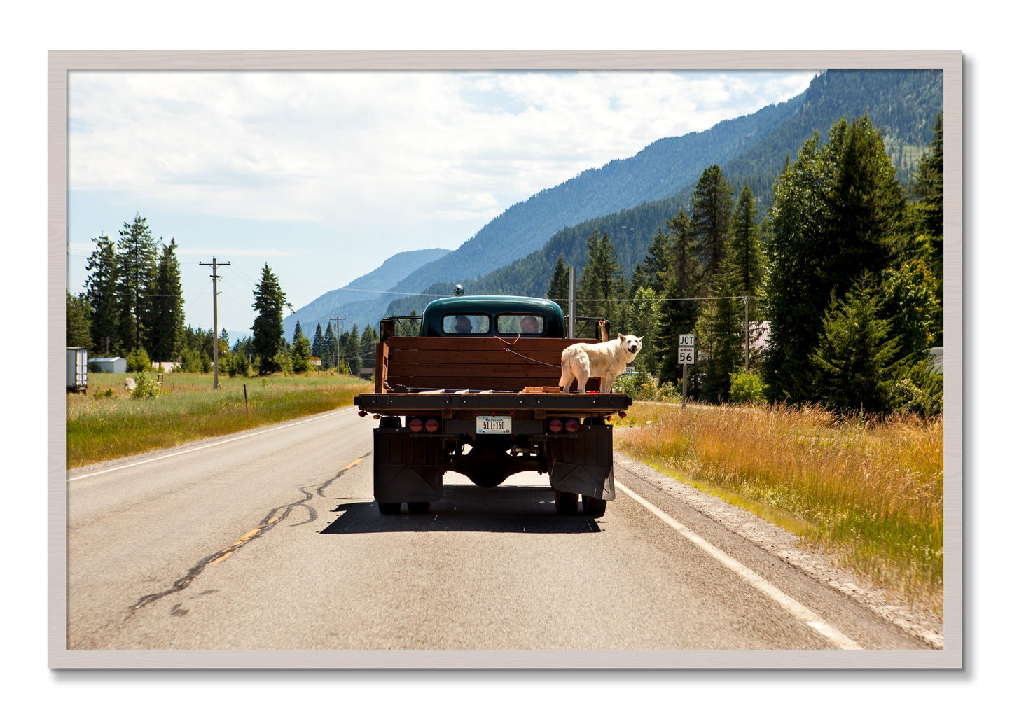 Framed photograph of Heading To Town by Dylan Ozanich, White Maple frame, Full Bleed