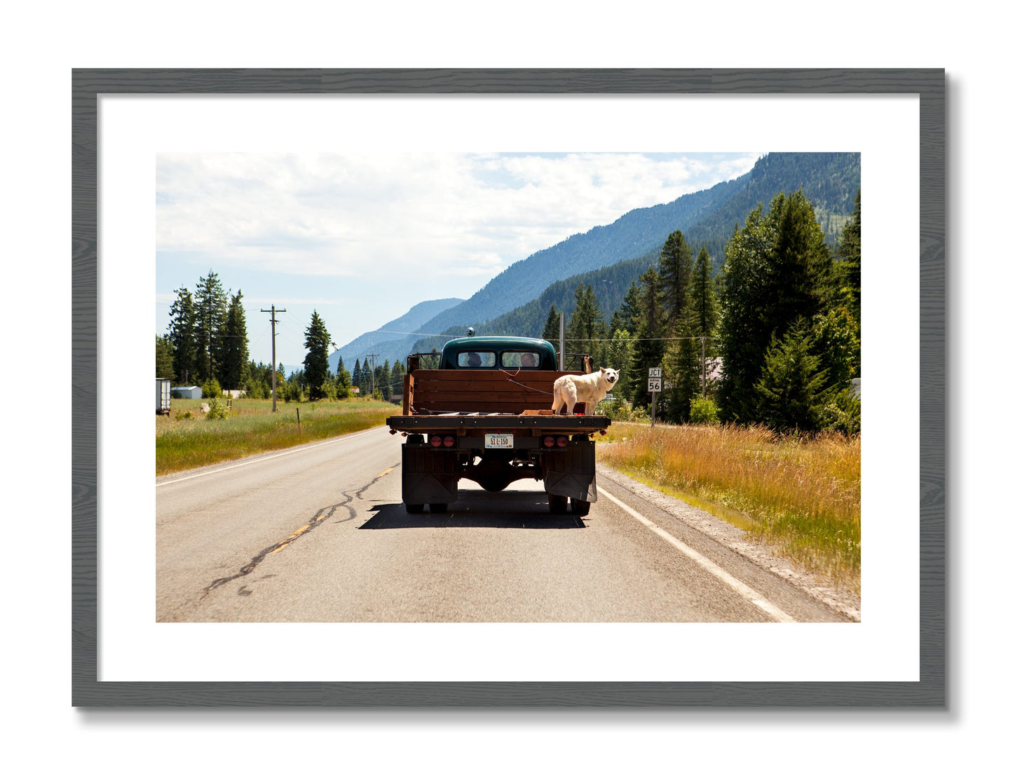 Framed photograph of Heading To Town by Dylan Ozanich, Grey frame, Borders