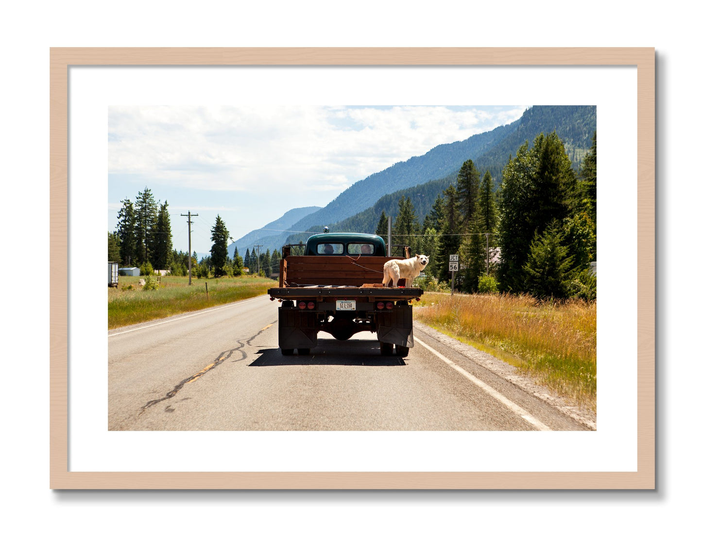 Framed photograph of Heading To Town by Dylan Ozanich, Maple frame, Borders
