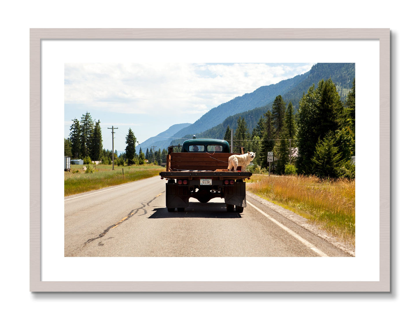 Framed photograph of Heading To Town by Dylan Ozanich, White Maple frame, Borders