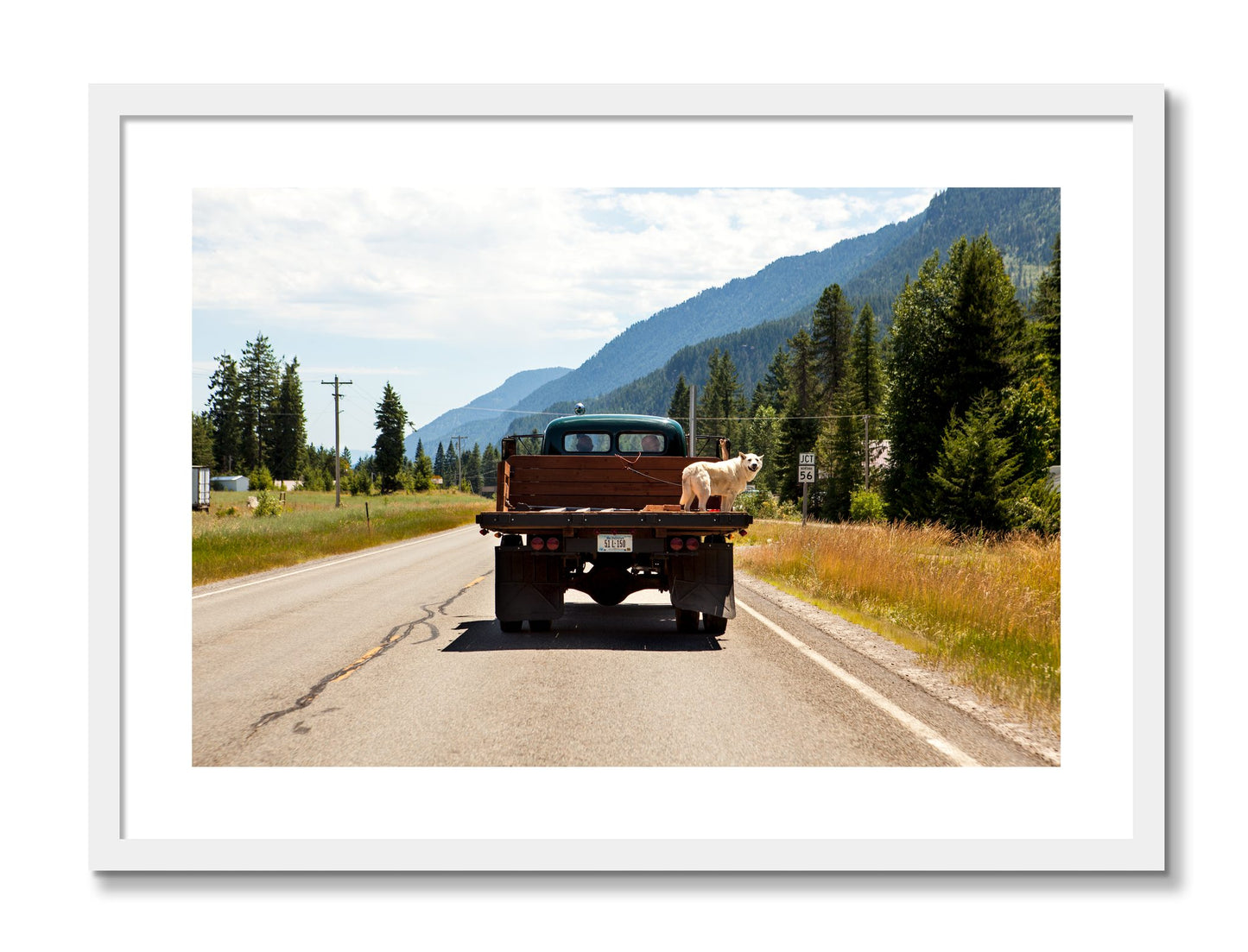 Framed photograph of Heading To Town by Dylan Ozanich, White frame, Borders