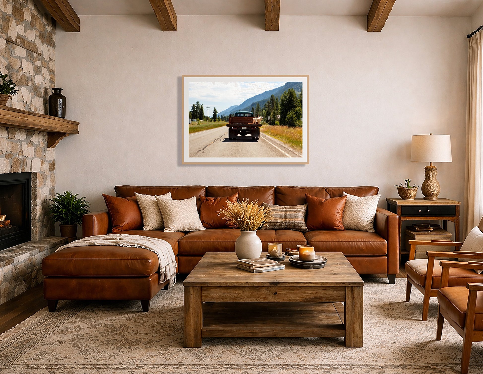 Framed photograph of Heading To Town by Dylan Ozanich displayed on a wall