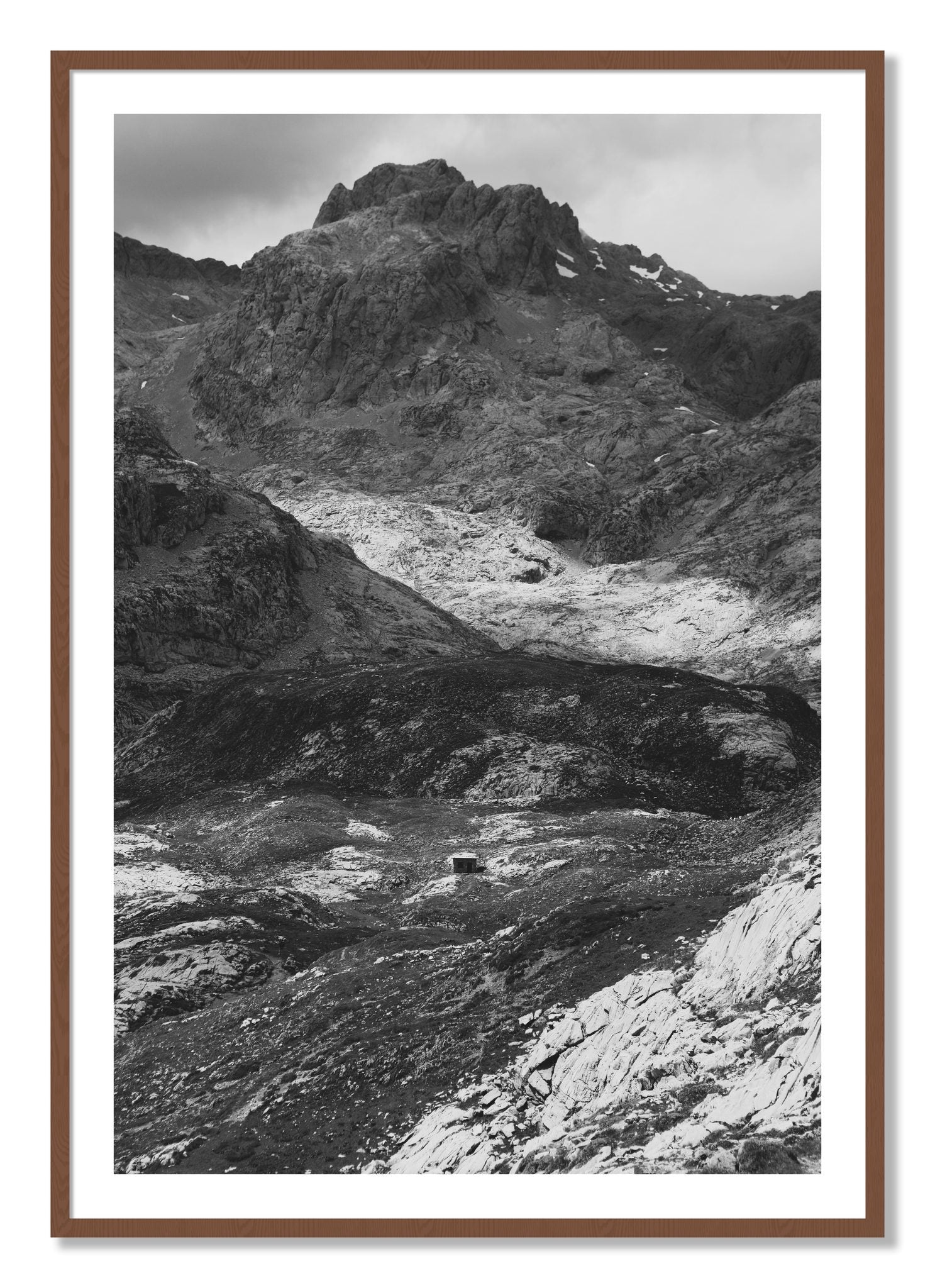 Framed photograph of Isolation by Dylan Ozanich, Walnut frame, Borders