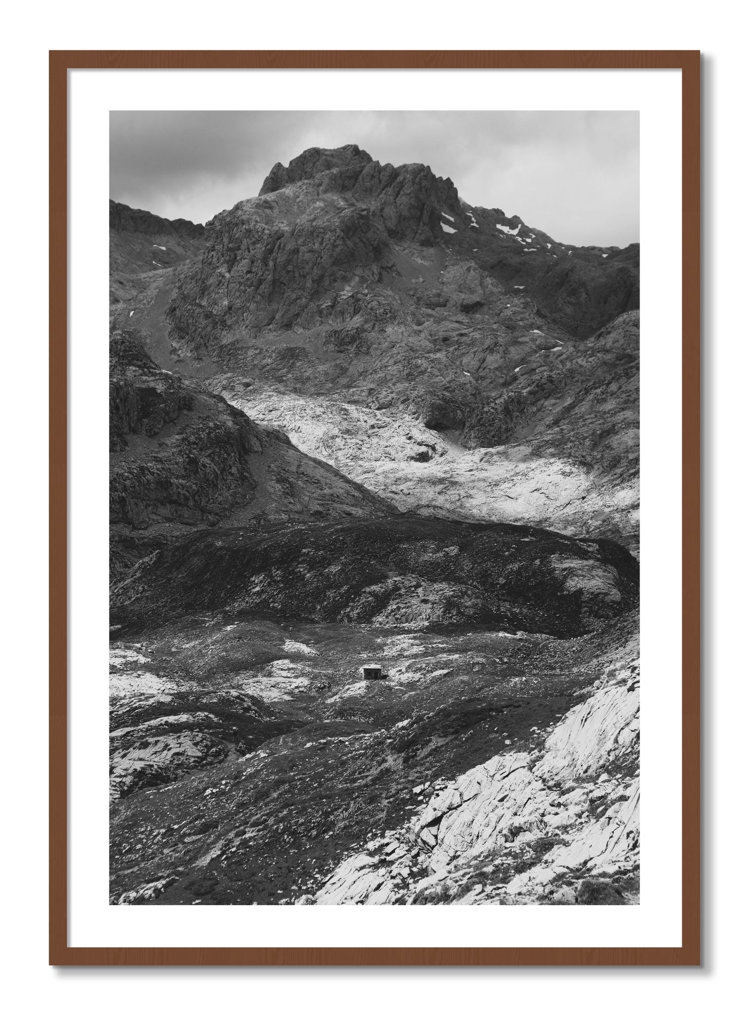 Framed photograph of Isolation by Dylan Ozanich, Walnut frame, Borders