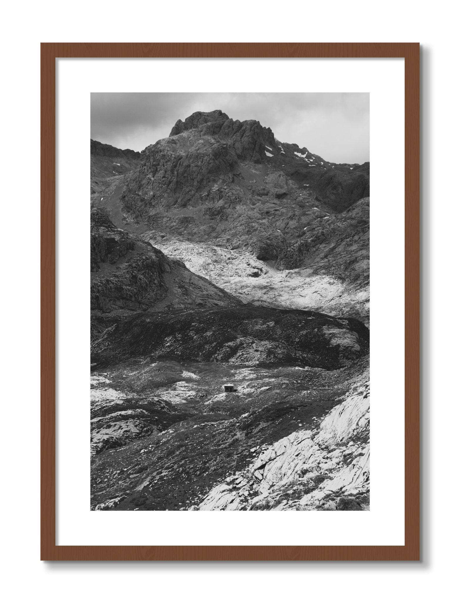Framed photograph of Isolation by Dylan Ozanich, Walnut frame, Borders