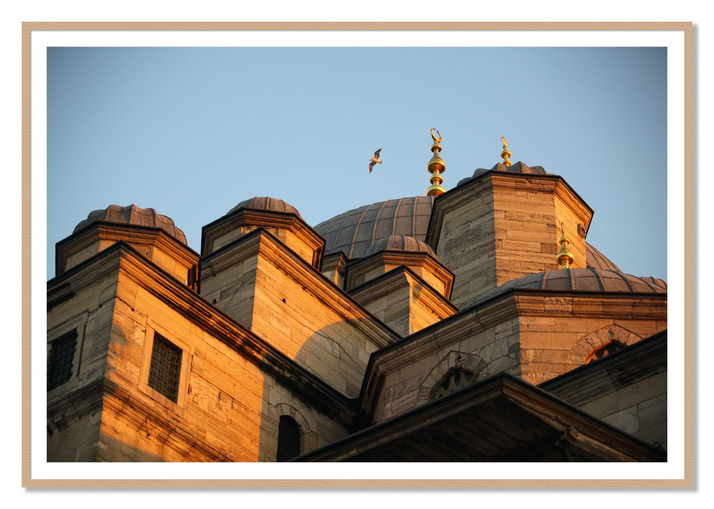 Istanbul by Dylan Ozanich, 48×72 print with a White Border in an Oak frame