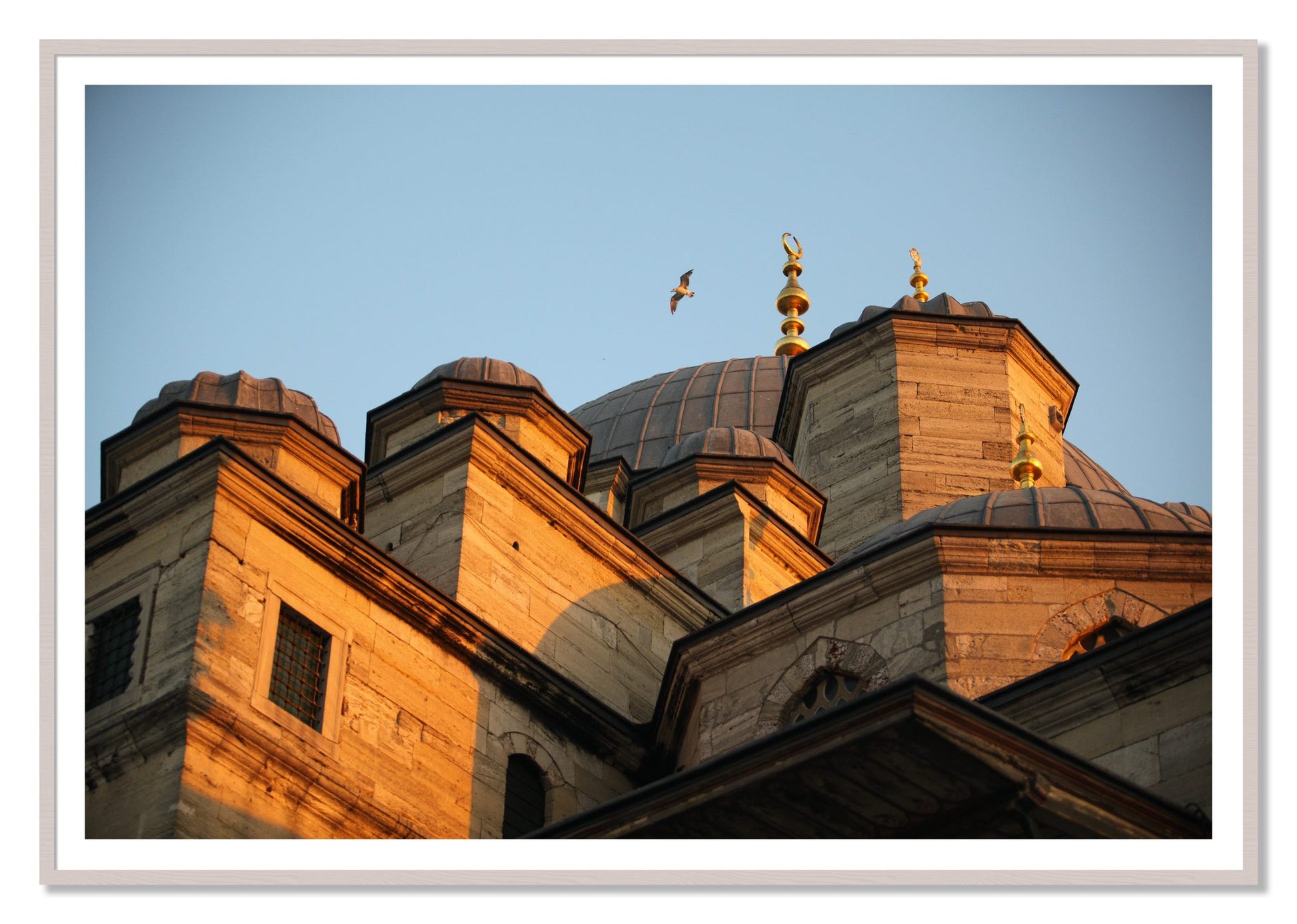 Istanbul by Dylan Ozanich, 48×72 print with a White Border in a White Maple frame