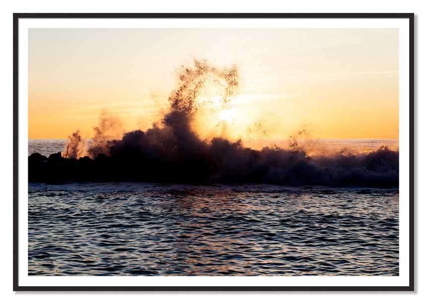 Italian Coast by Dylan Ozanich, 48×72 print with a White Border in a Black Walnut frame