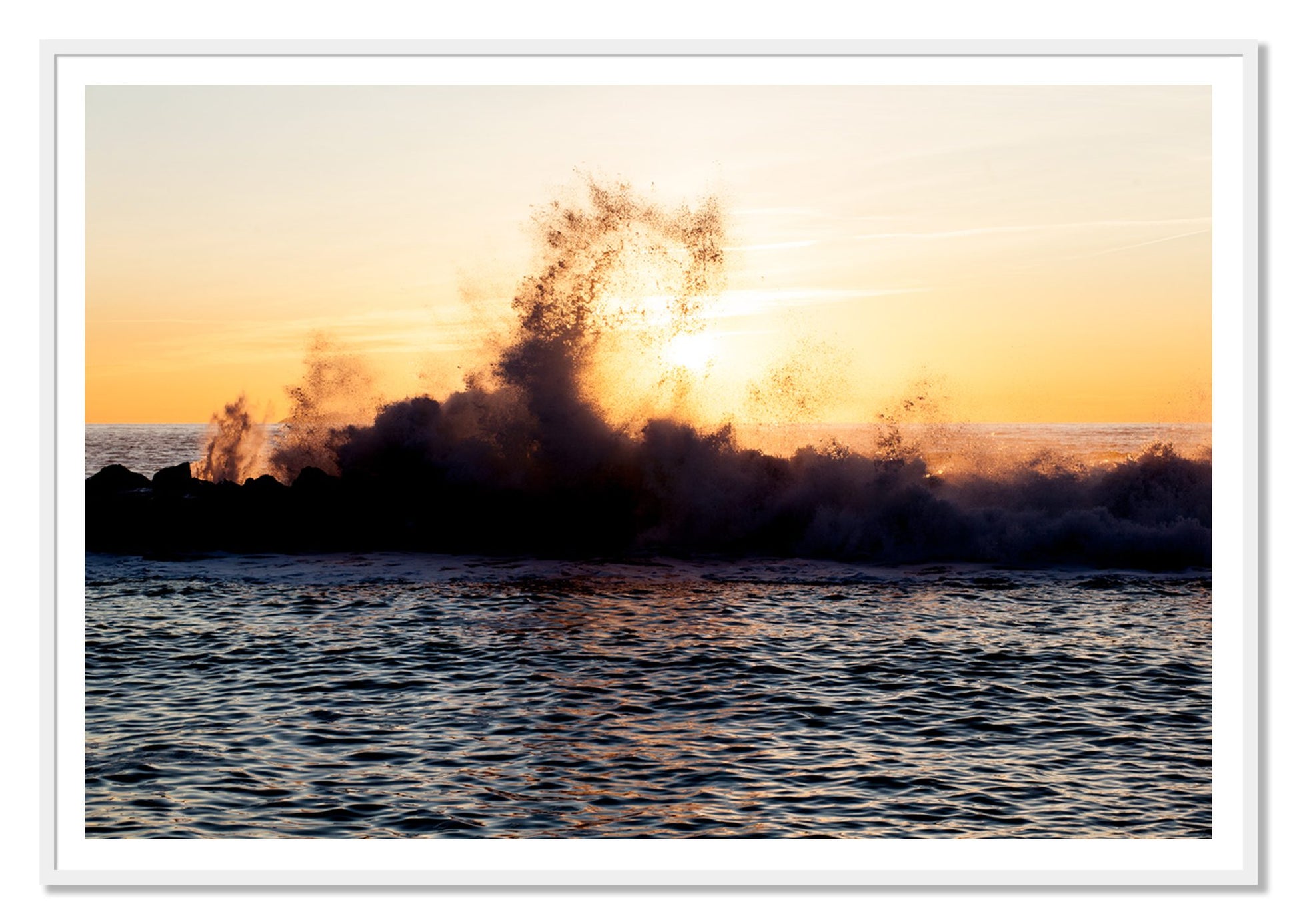 Italian Coast by Dylan Ozanich, 48×72 print with a White Border in a White frame
