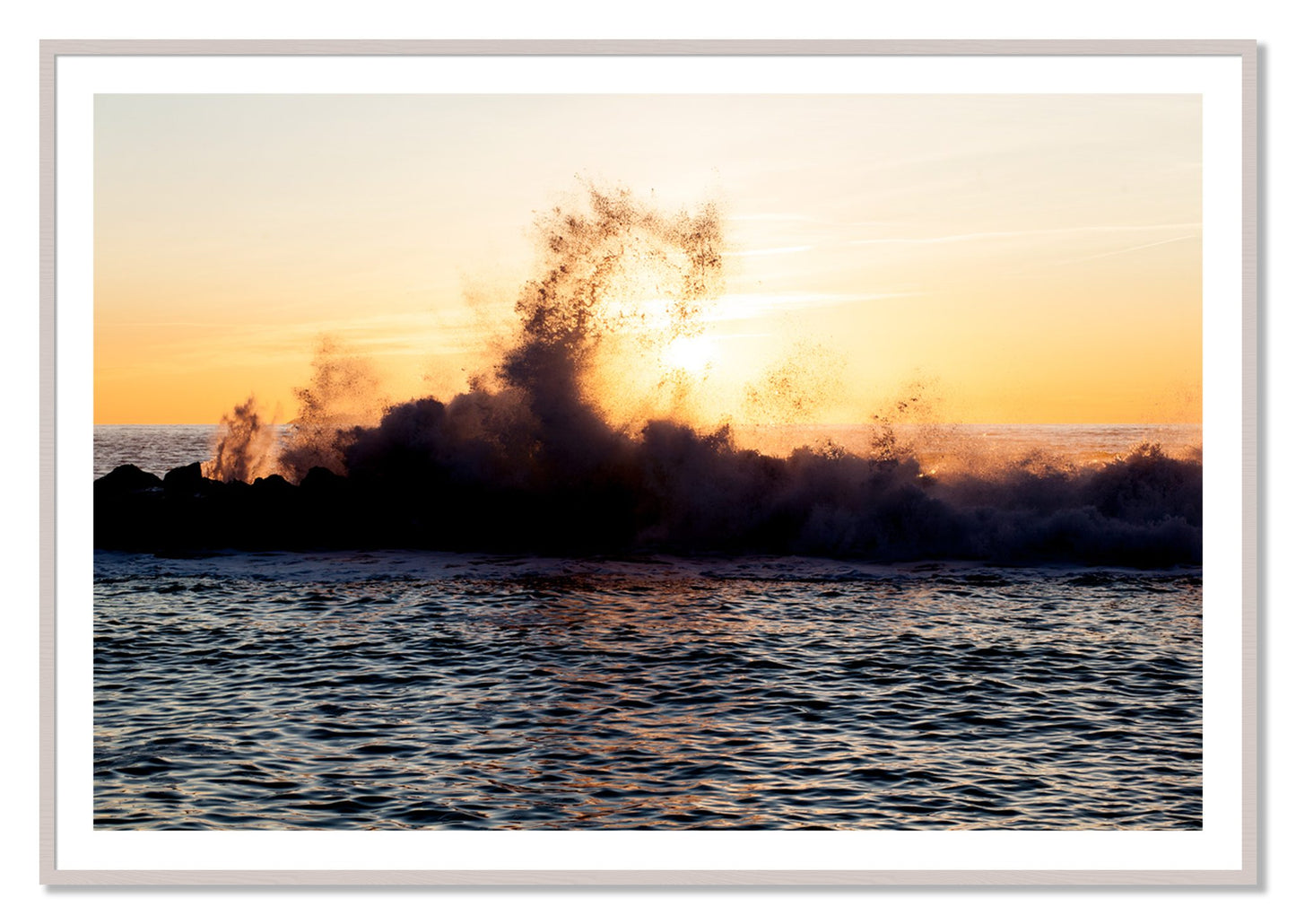 Framed photograph of Italian Coast by Dylan Ozanich, White Maple frame, Borders
