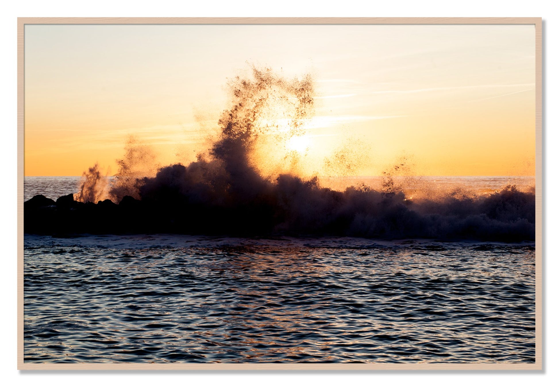 Framed photograph of Italian Coast by Dylan Ozanich, Maple frame, Full Bleed