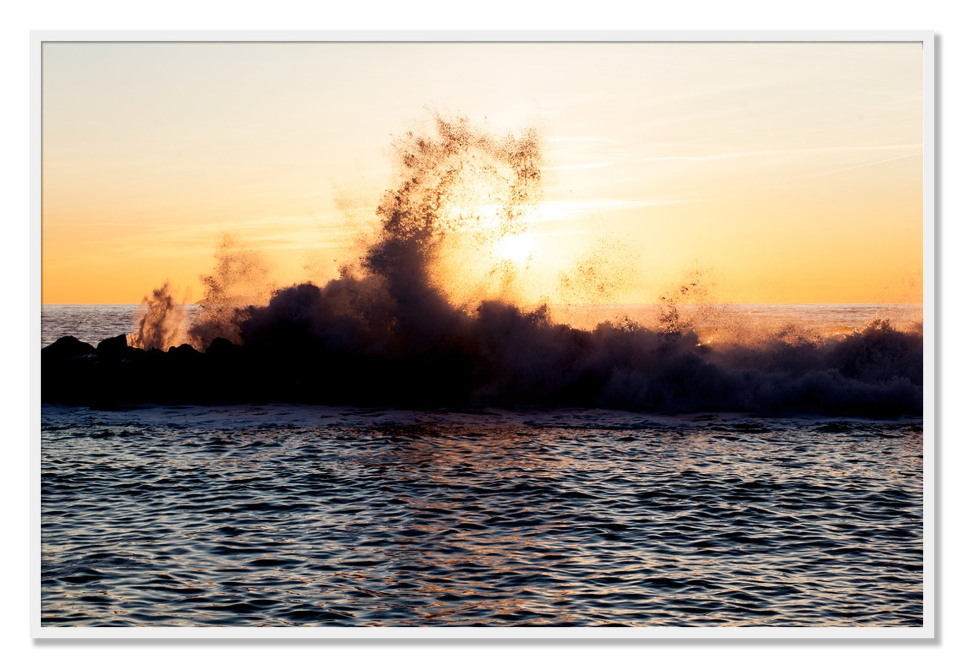 Framed photograph of Italian Coast by Dylan Ozanich, White frame, Full Bleed
