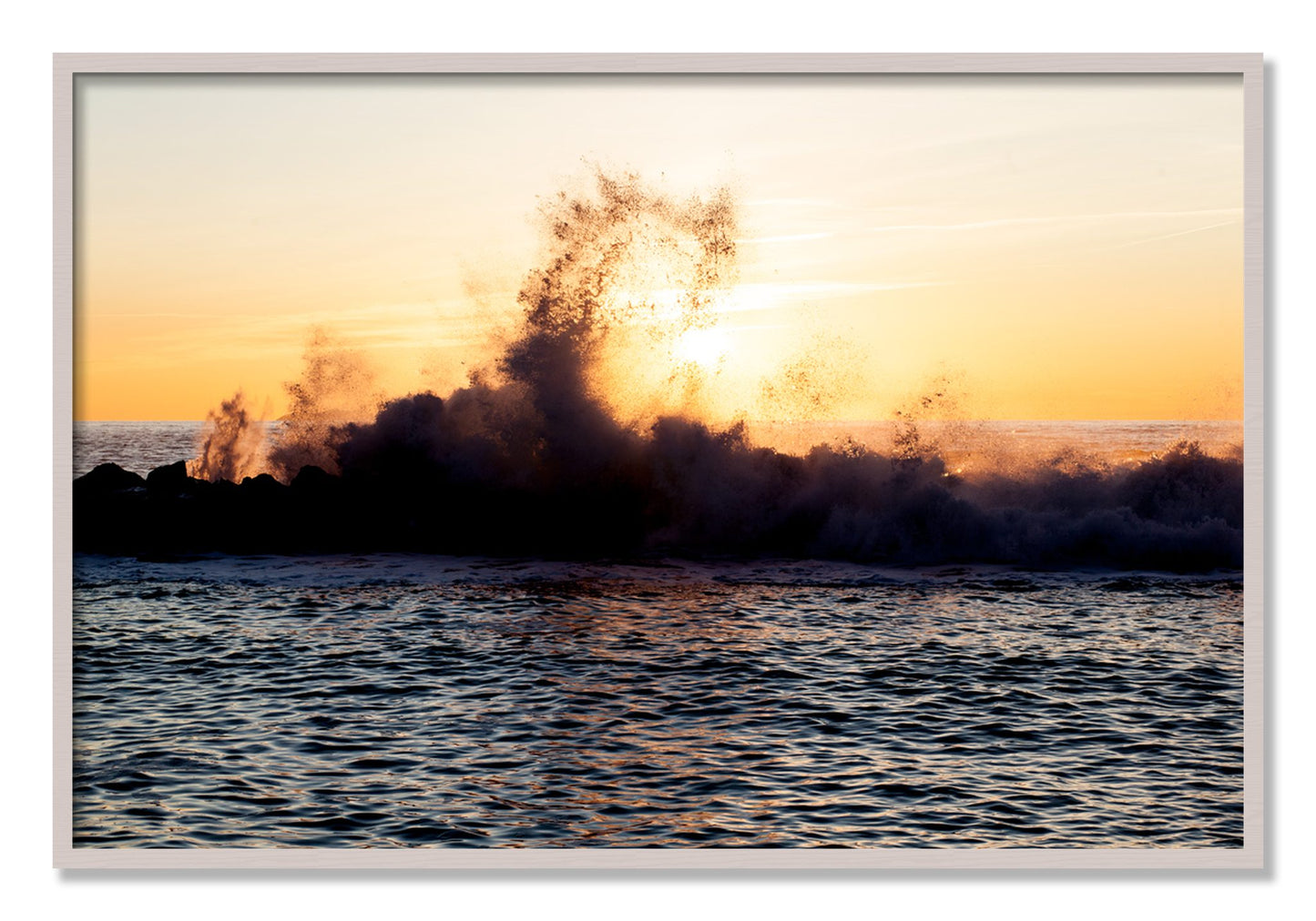 Framed photograph of Italian Coast by Dylan Ozanich, White Maple frame, Full Bleed