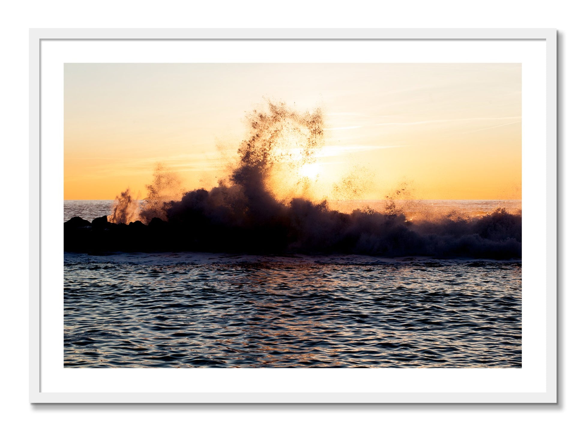 Framed photograph of Italian Coast by Dylan Ozanich, White frame, Borders