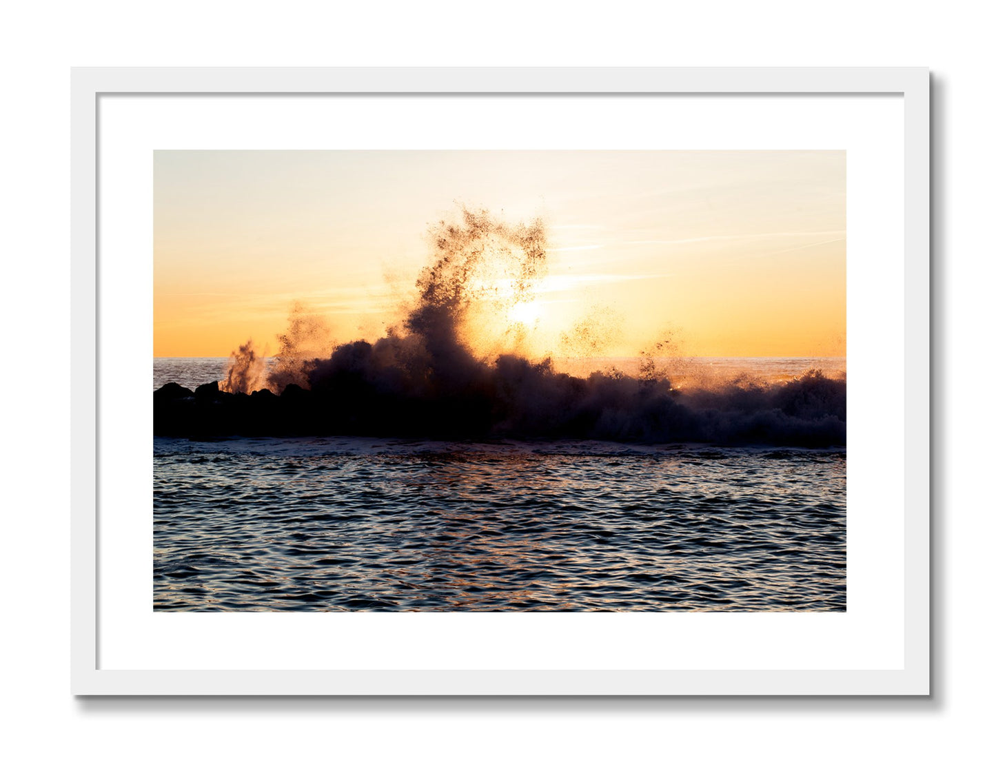 Framed photograph of Italian Coast by Dylan Ozanich, White frame, Borders