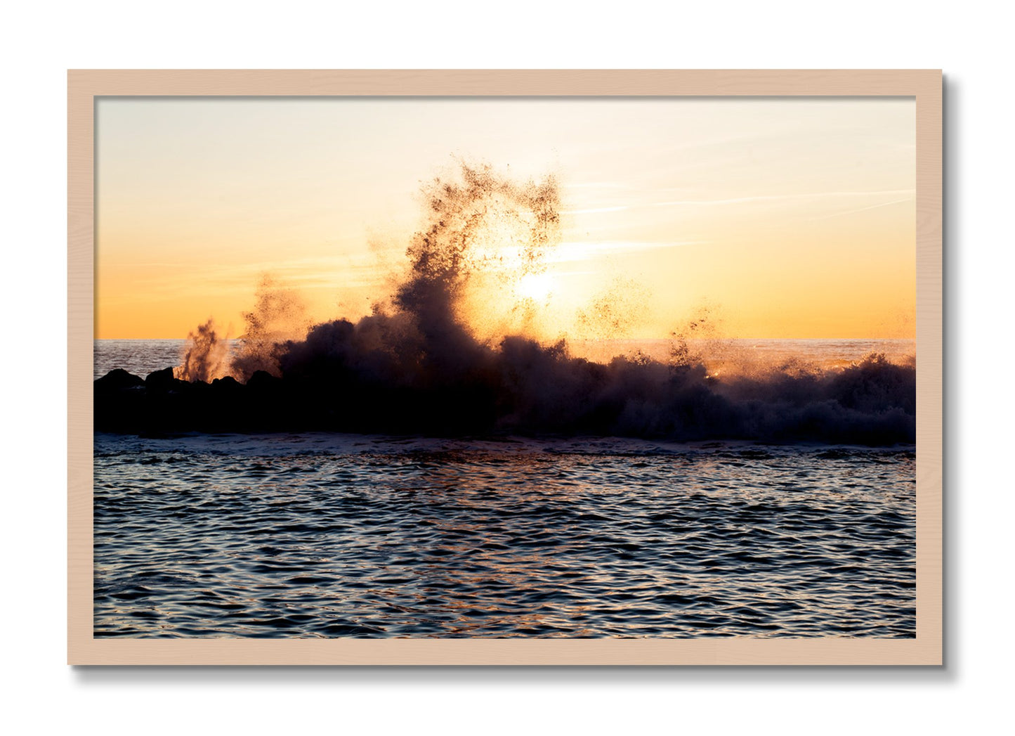 Framed photograph of Italian Coast by Dylan Ozanich, Maple frame, Full Bleed