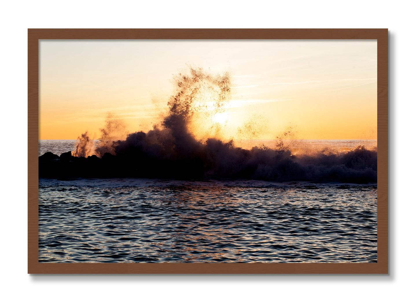 Framed photograph of Italian Coast by Dylan Ozanich, Walnut frame, Full Bleed