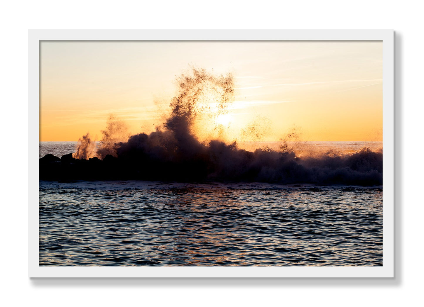 Framed photograph of Italian Coast by Dylan Ozanich, White frame, Full Bleed