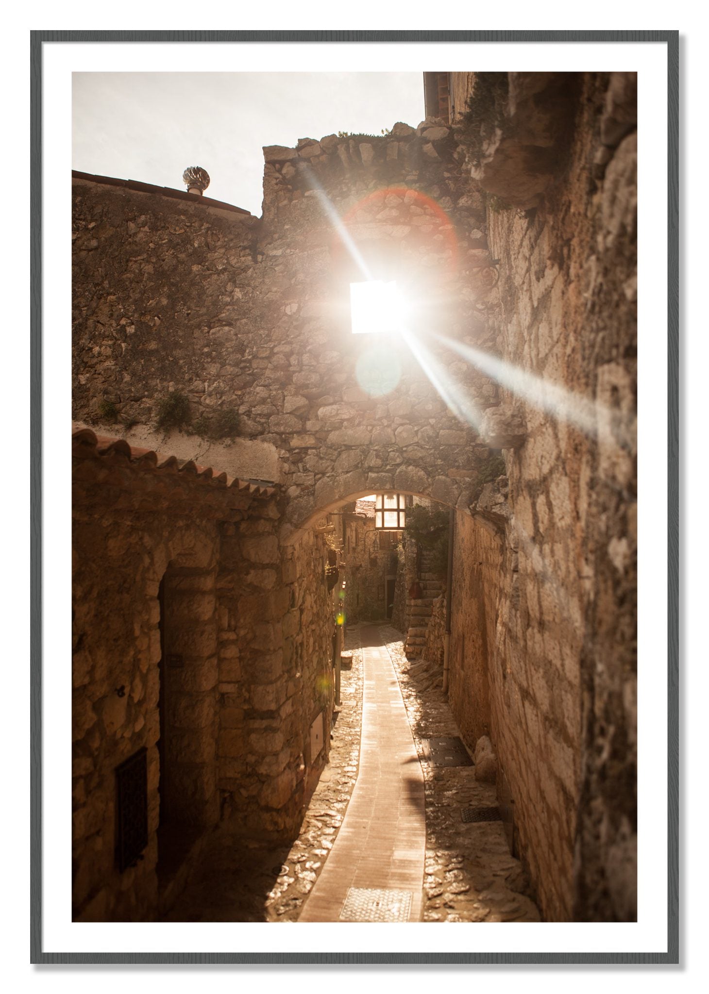 Framed photograph of Italian Light by Dylan Ozanich, Grey frame, Borders