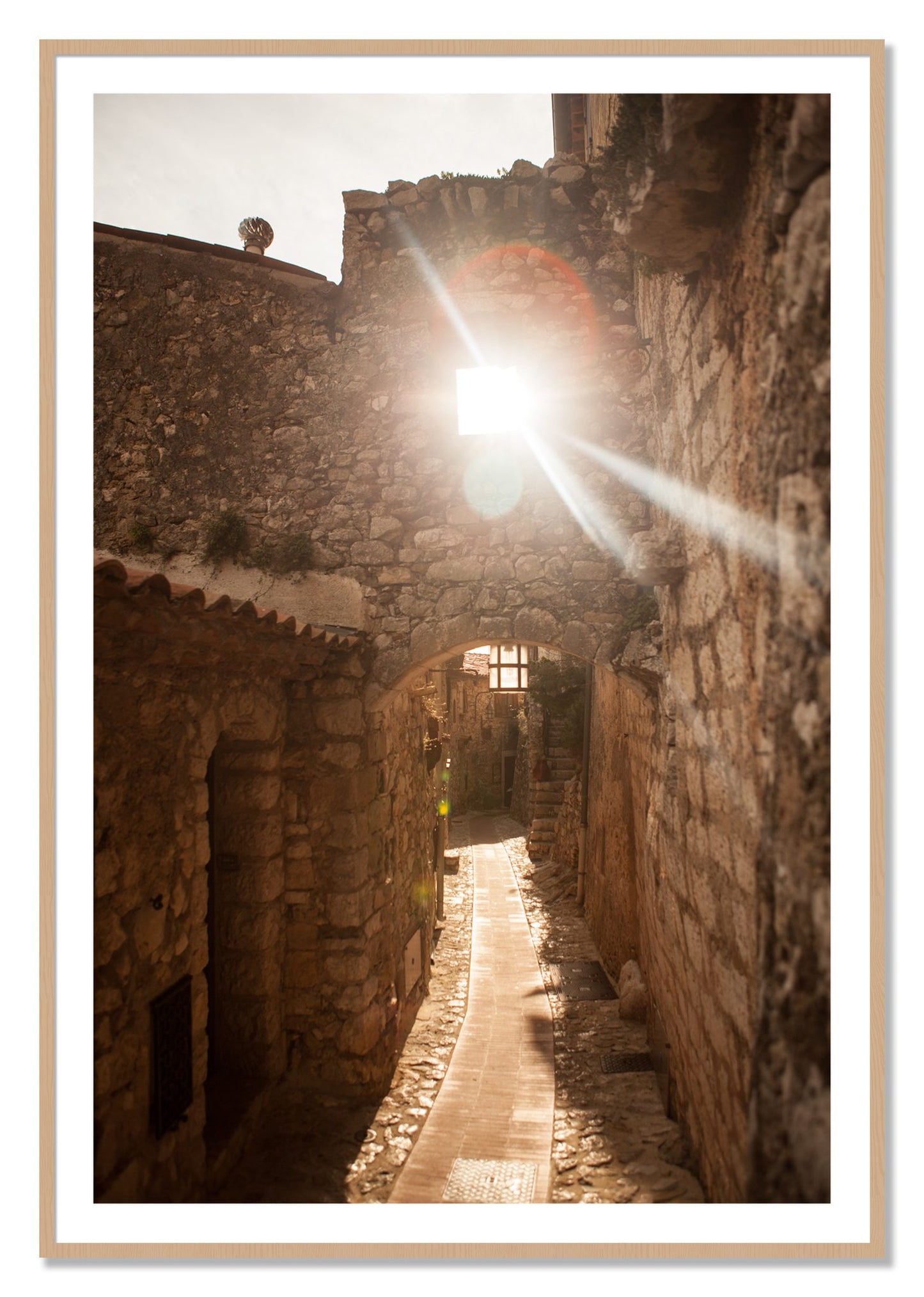 Framed photograph of Italian Light by Dylan Ozanich, Oak frame, Borders
