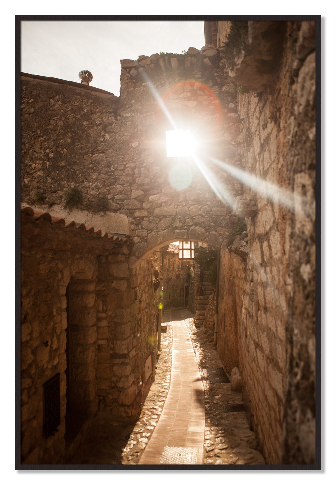 Framed photograph of Italian Light by Dylan Ozanich, Black Walnut frame, Full Bleed