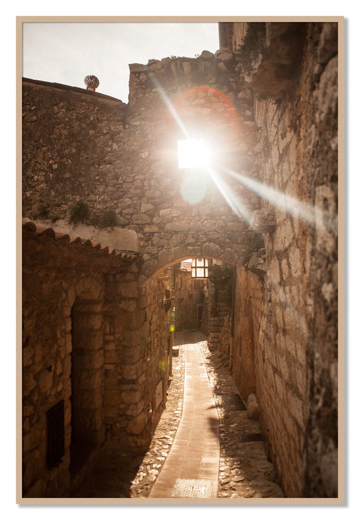 Framed photograph of Italian Light by Dylan Ozanich, Oak frame, Full Bleed