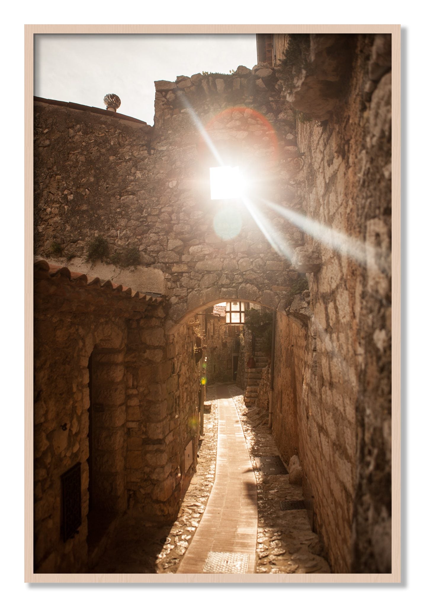 Framed photograph of Italian Light by Dylan Ozanich, Maple frame, Full Bleed