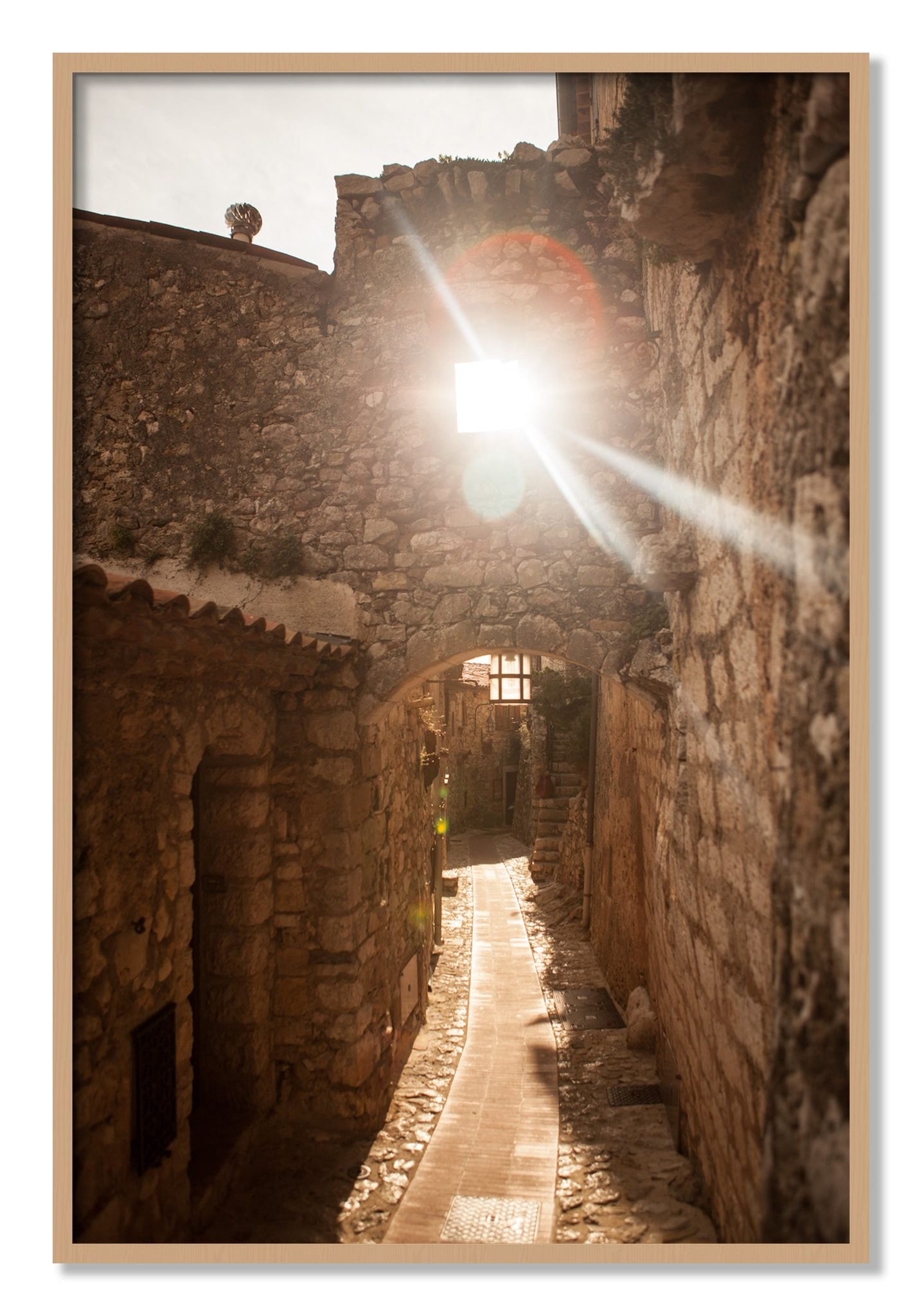 Framed photograph of Italian Light by Dylan Ozanich, Oak frame, Full Bleed