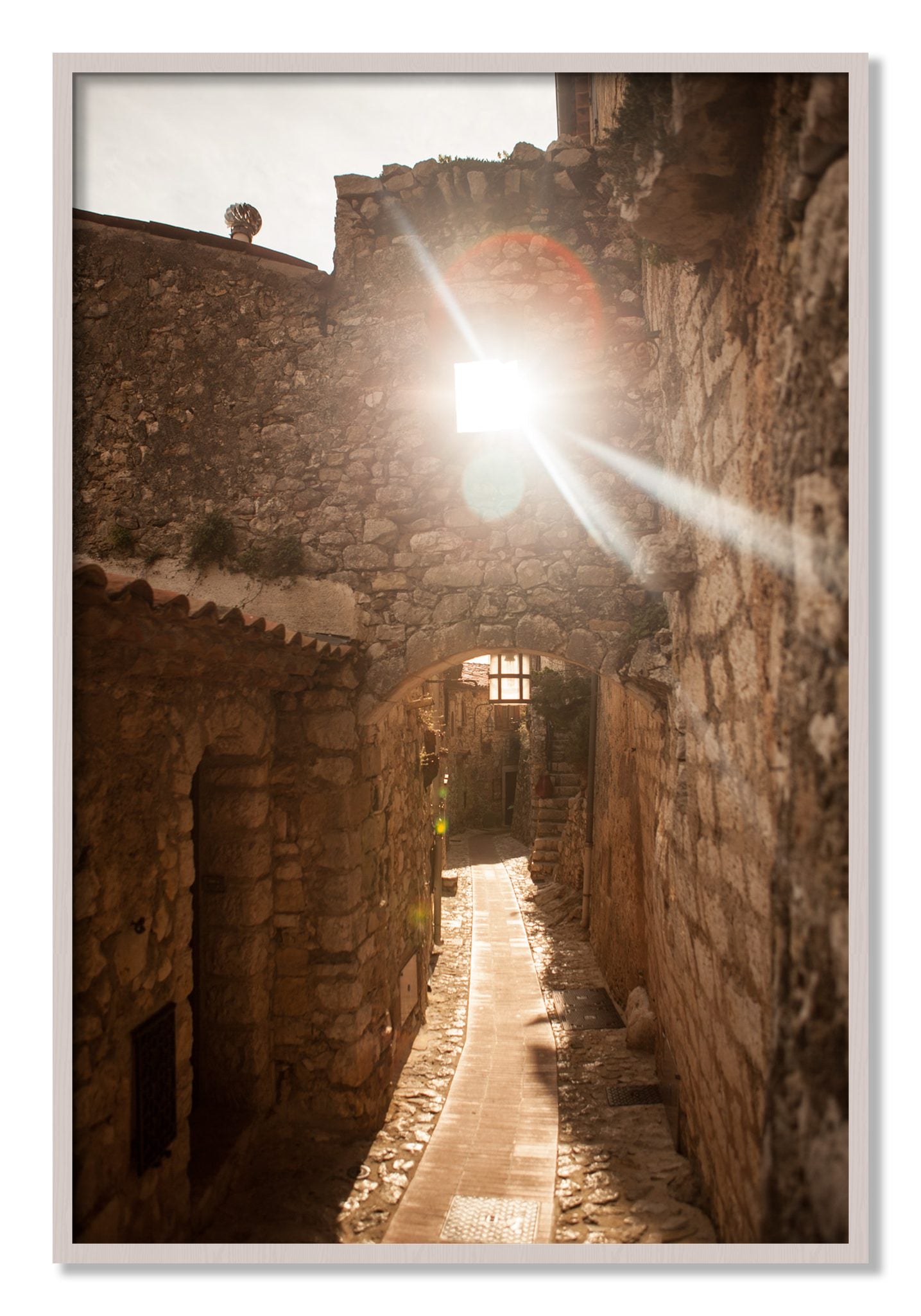 Framed photograph of Italian Light by Dylan Ozanich, White Maple frame, Full Bleed