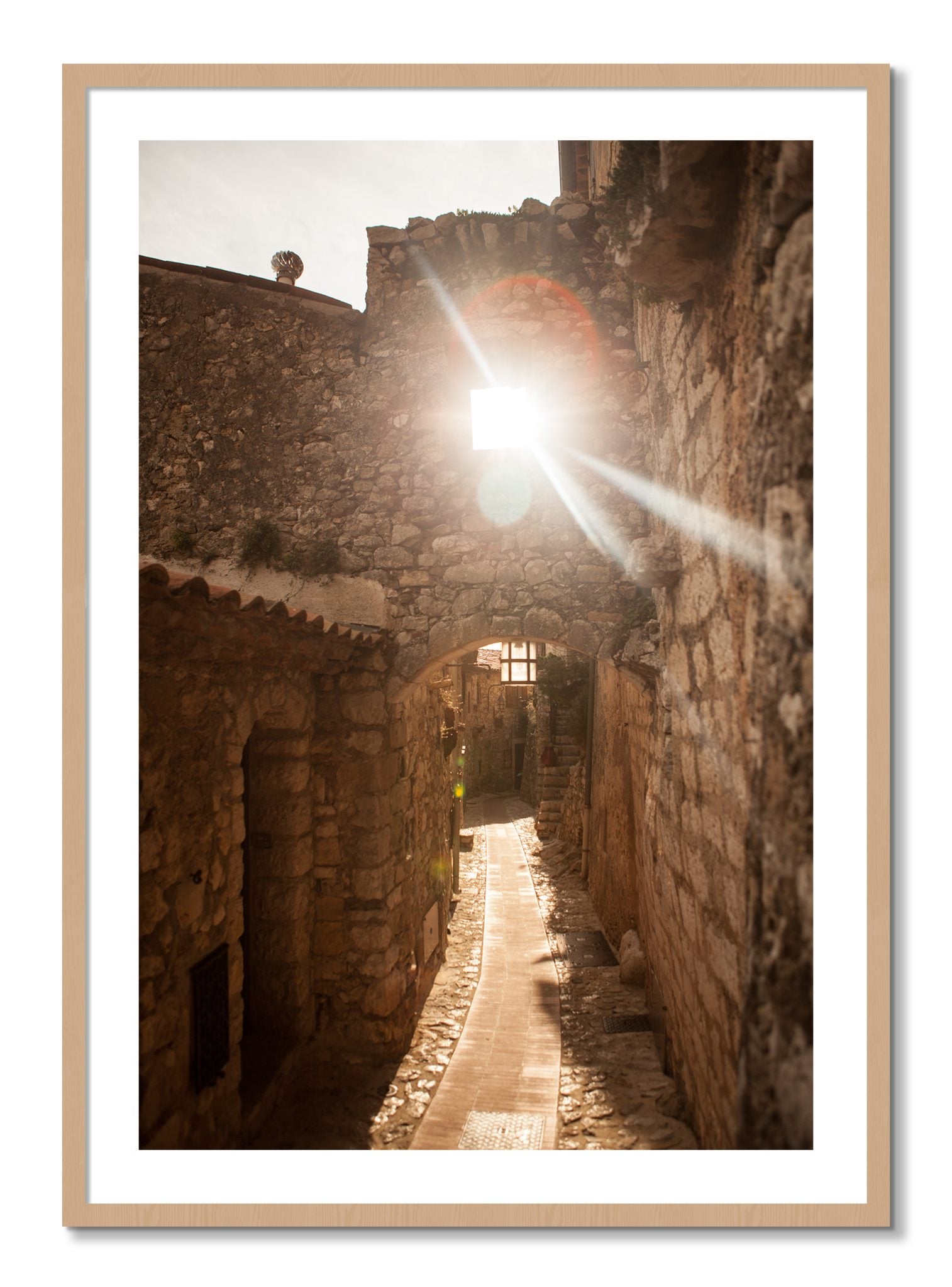 Framed photograph of Italian Light by Dylan Ozanich, Oak frame, Borders
