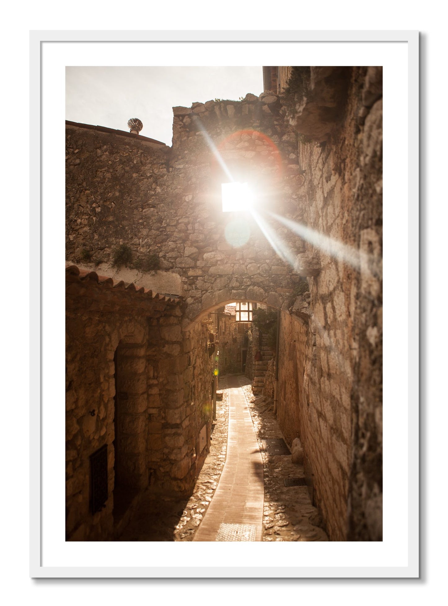 Framed photograph of Italian Light by Dylan Ozanich, White frame, Borders