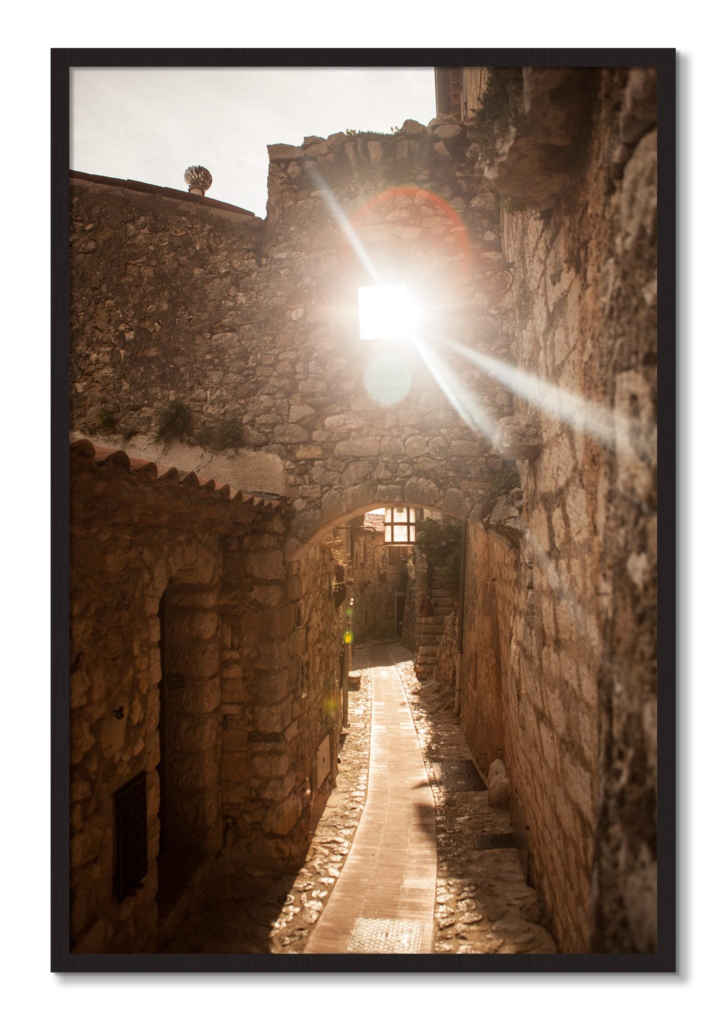 Framed photograph of Italian Light by Dylan Ozanich, Black Walnut frame, Full Bleed