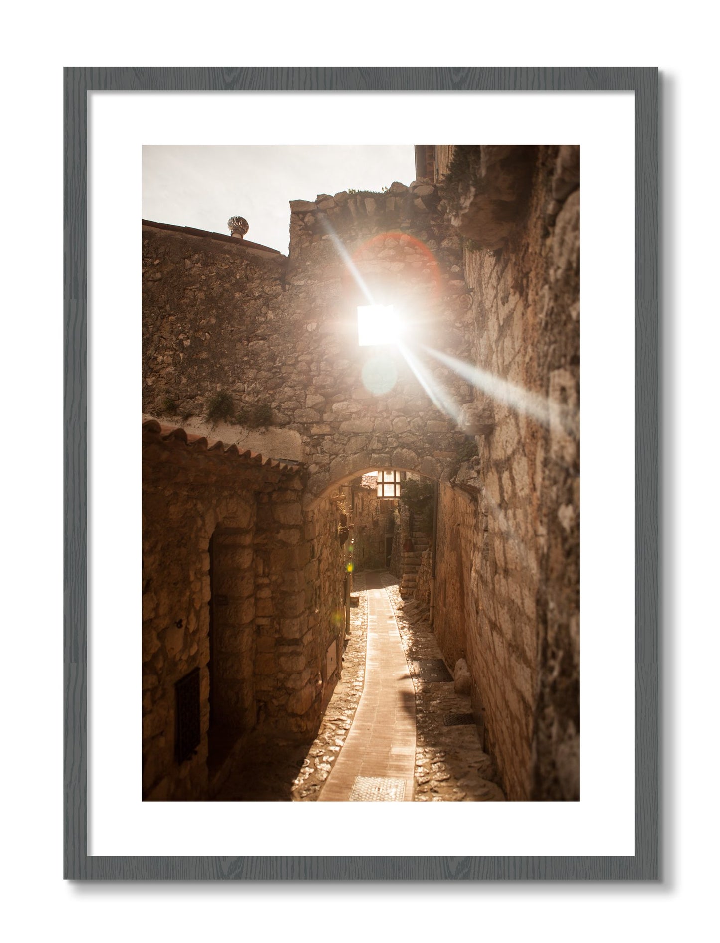 Framed photograph of Italian Light by Dylan Ozanich, Grey frame, Borders