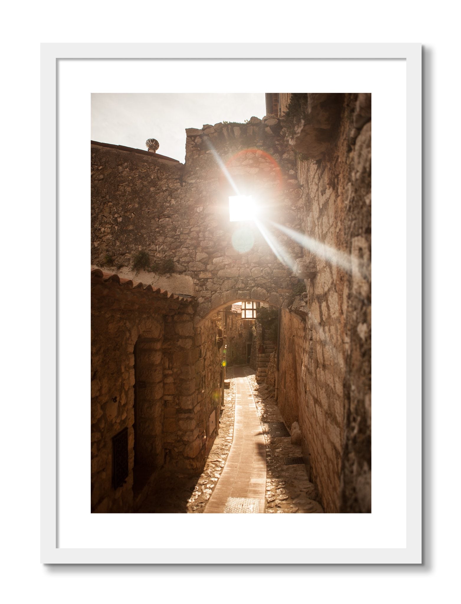 Framed photograph of Italian Light by Dylan Ozanich, White frame, Borders