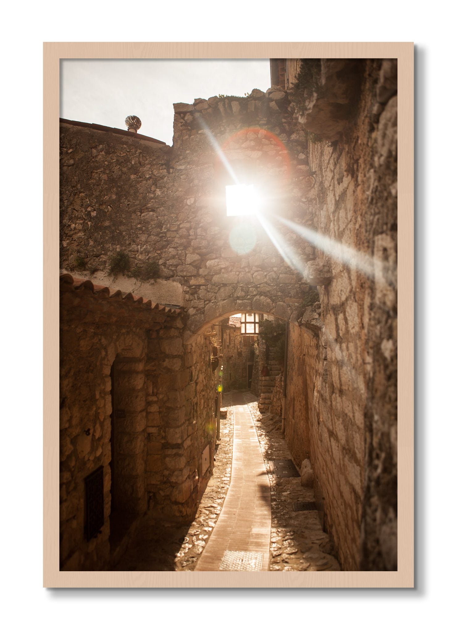 Framed photograph of Italian Light by Dylan Ozanich, Maple frame, Full Bleed