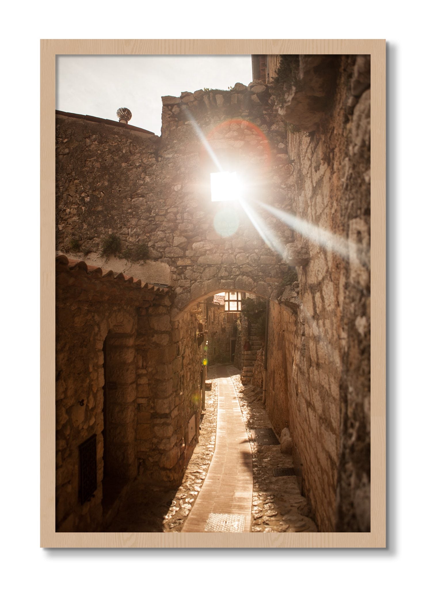 Framed photograph of Italian Light by Dylan Ozanich, Oak frame, Full Bleed