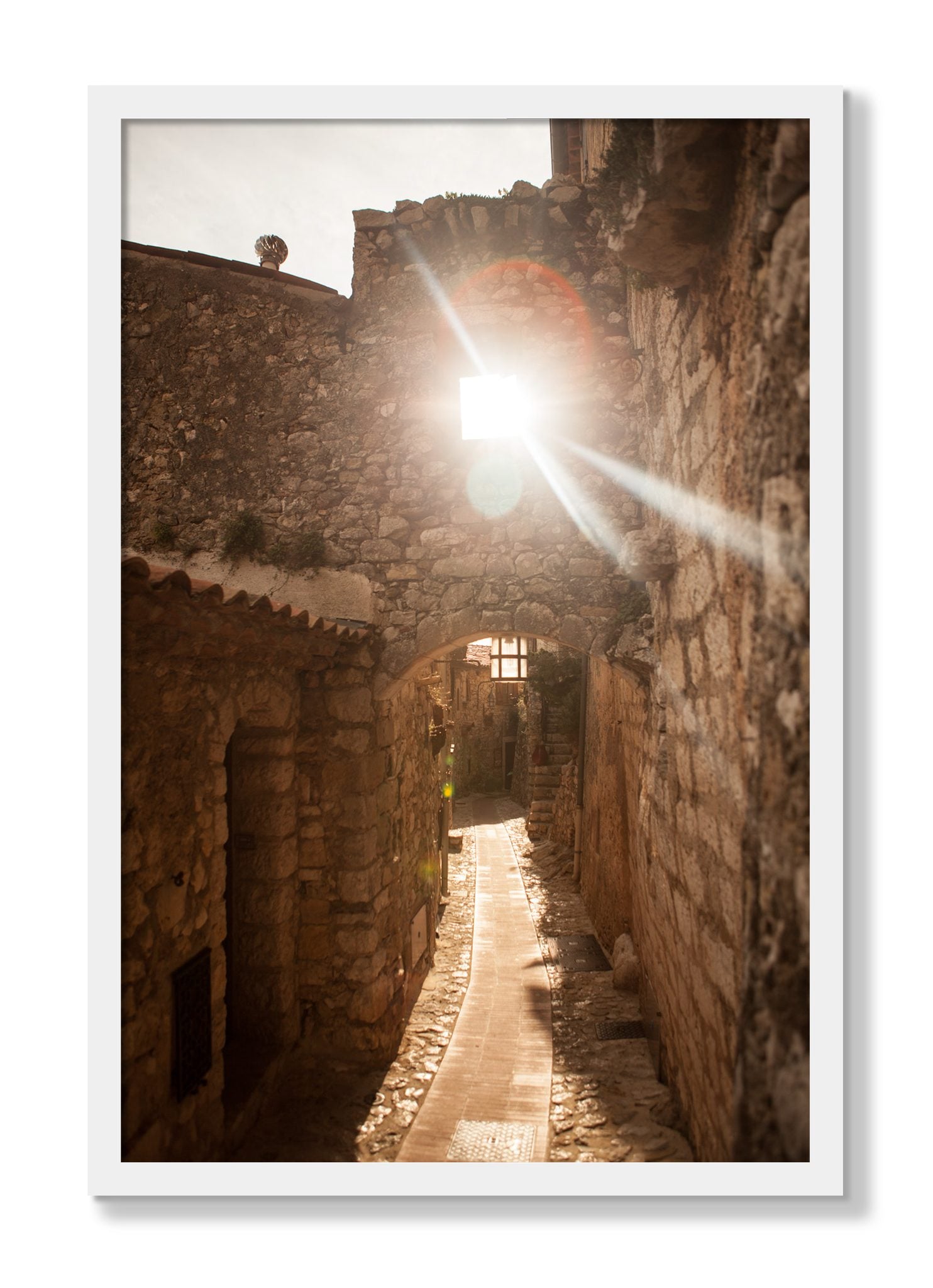 Framed photograph of Italian Light by Dylan Ozanich, White frame, Full Bleed