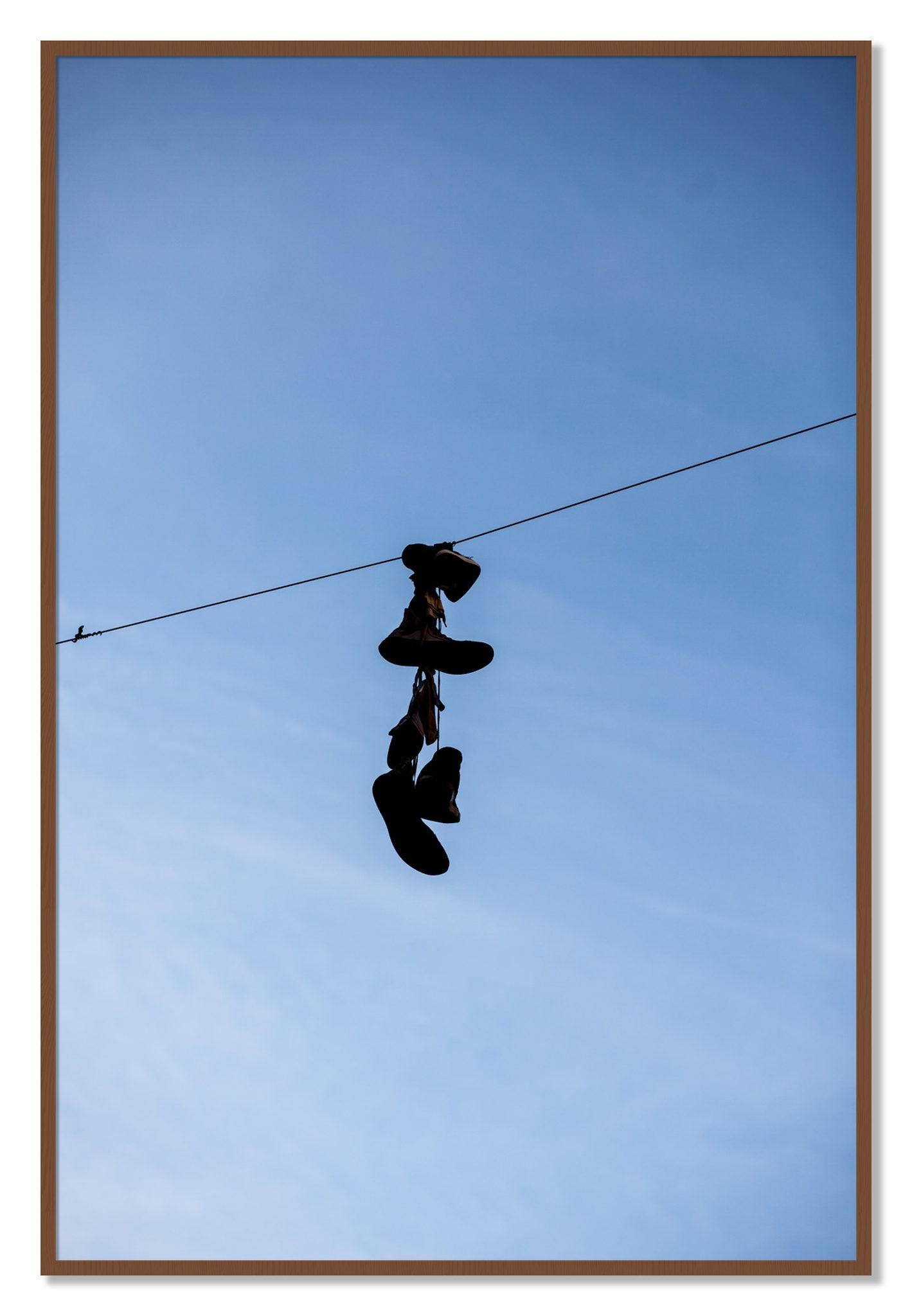 Framed photograph of Kicks by Dylan Ozanich, Walnut frame, Full Bleed