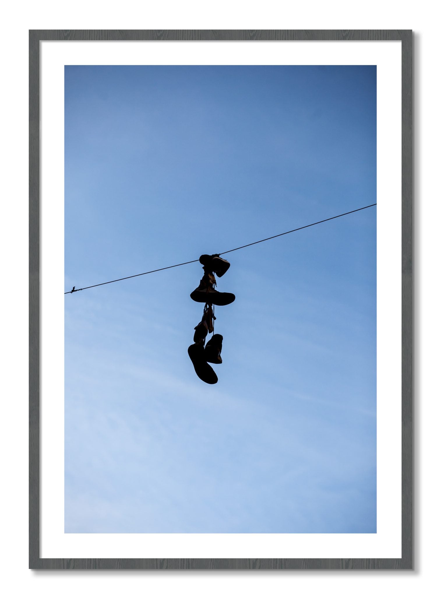 Framed photograph of Kicks by Dylan Ozanich, Grey frame, Borders