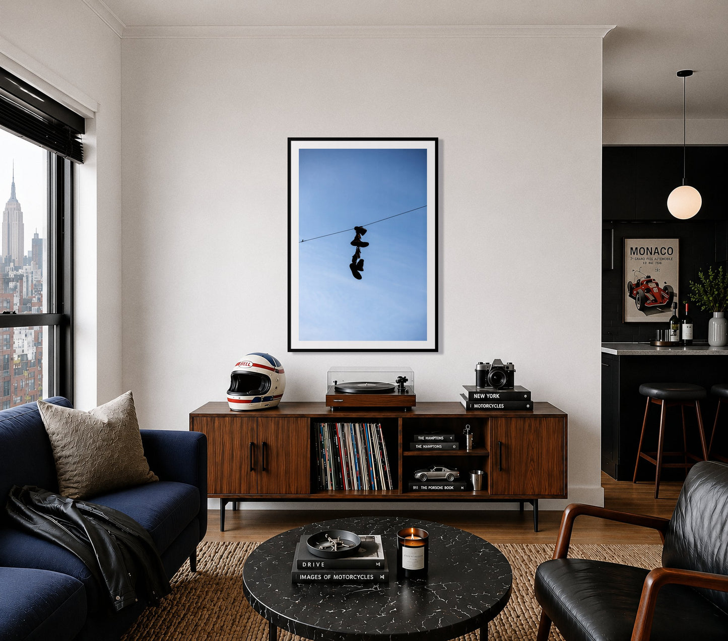 Framed photograph of Kicks by Dylan Ozanich displayed on a wall
