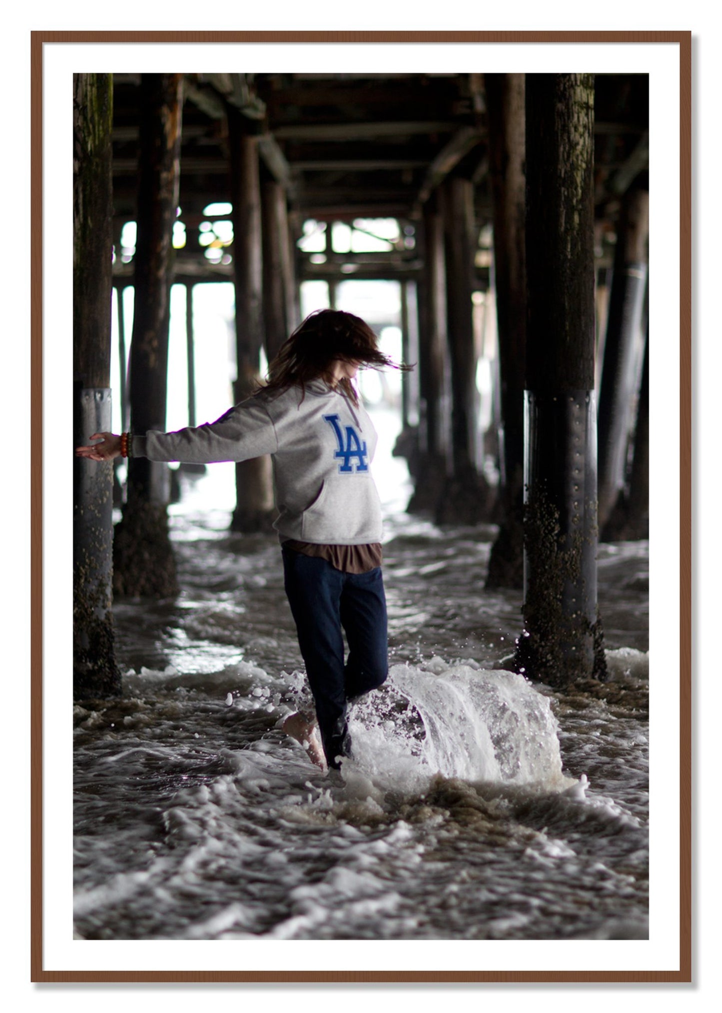 Framed photograph of LA by Dylan Ozanich, Walnut frame, Borders