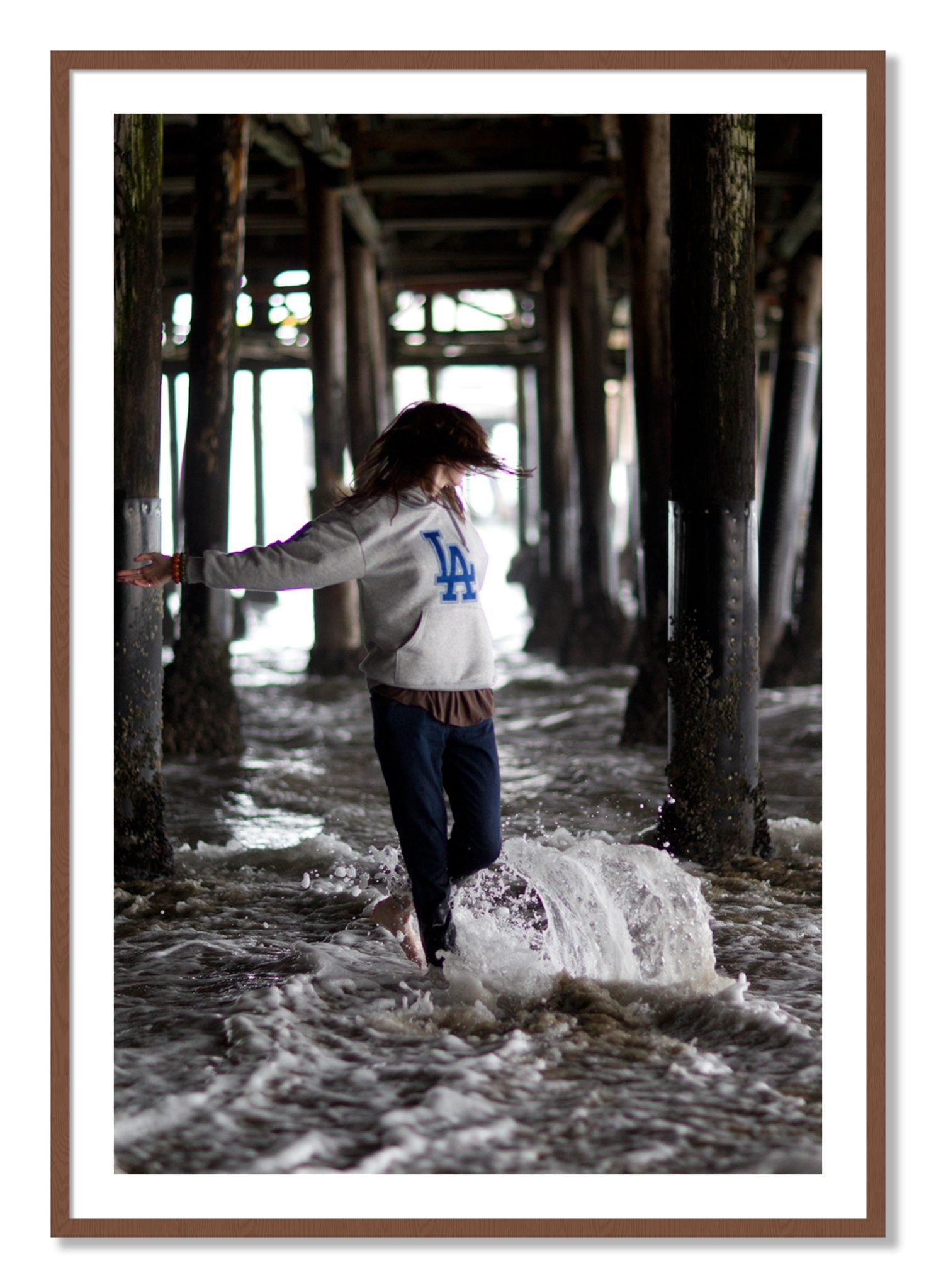 Framed photograph of LA by Dylan Ozanich, Walnut frame, Borders