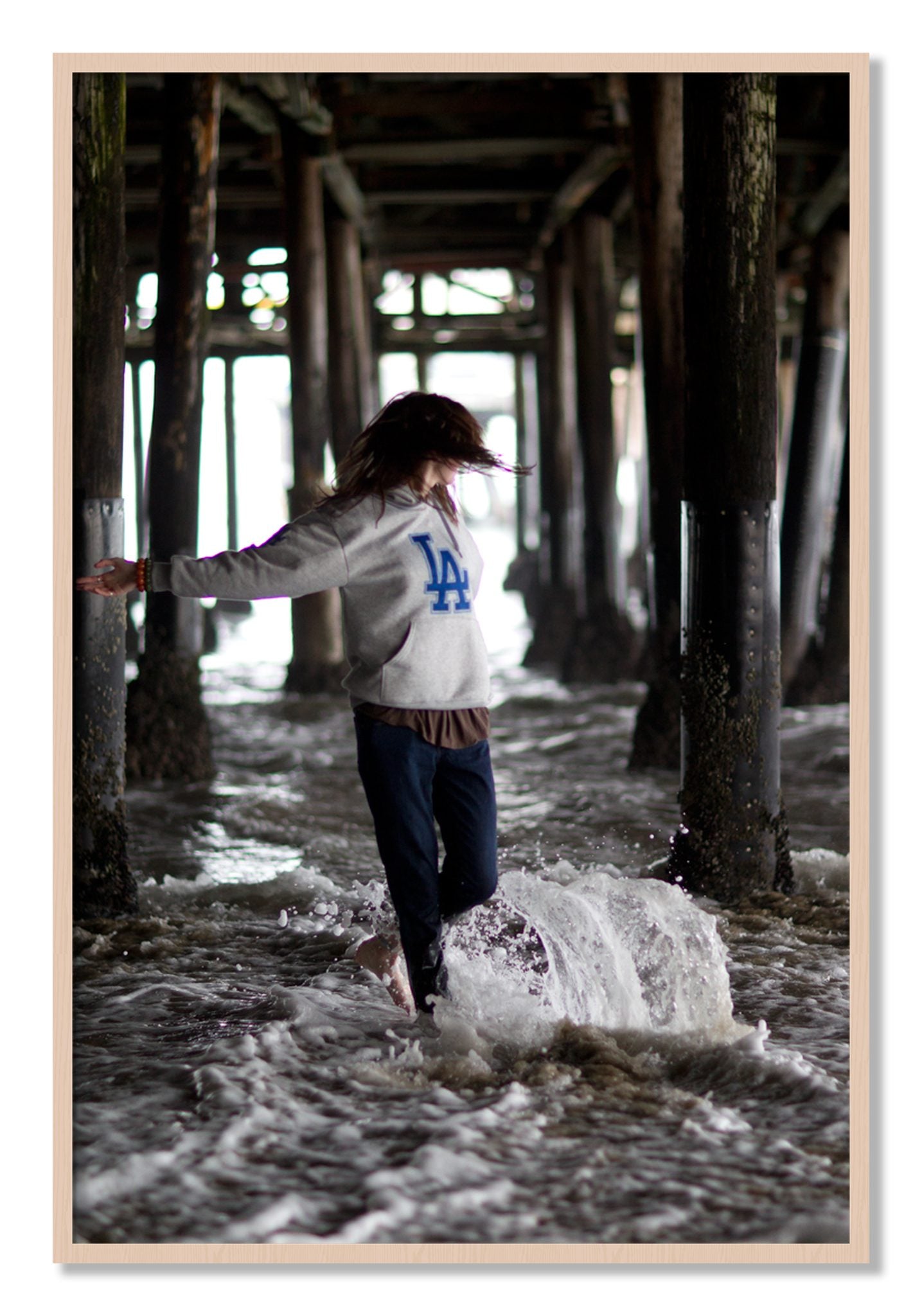 Framed photograph of LA by Dylan Ozanich, Maple frame, Full Bleed