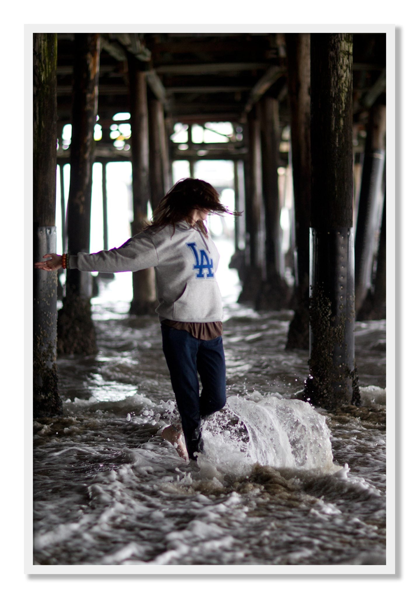 Framed photograph of LA by Dylan Ozanich, White frame, Full Bleed