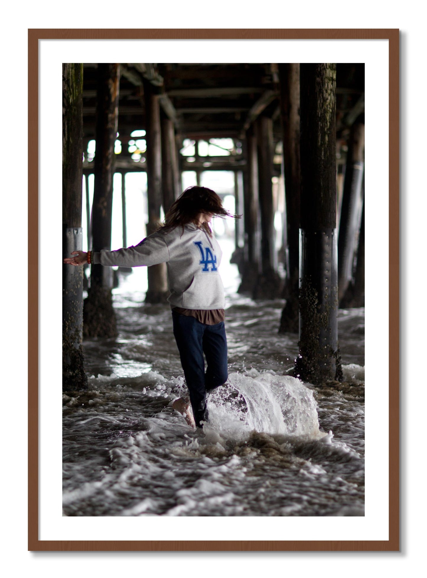 Framed photograph of LA by Dylan Ozanich, Walnut frame, Borders