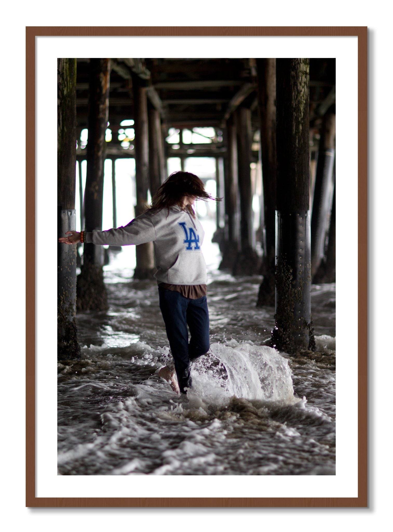 Framed photograph of LA by Dylan Ozanich, Walnut frame, Borders
